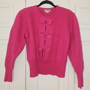 Vintage Pink Sweater with Bow Accents